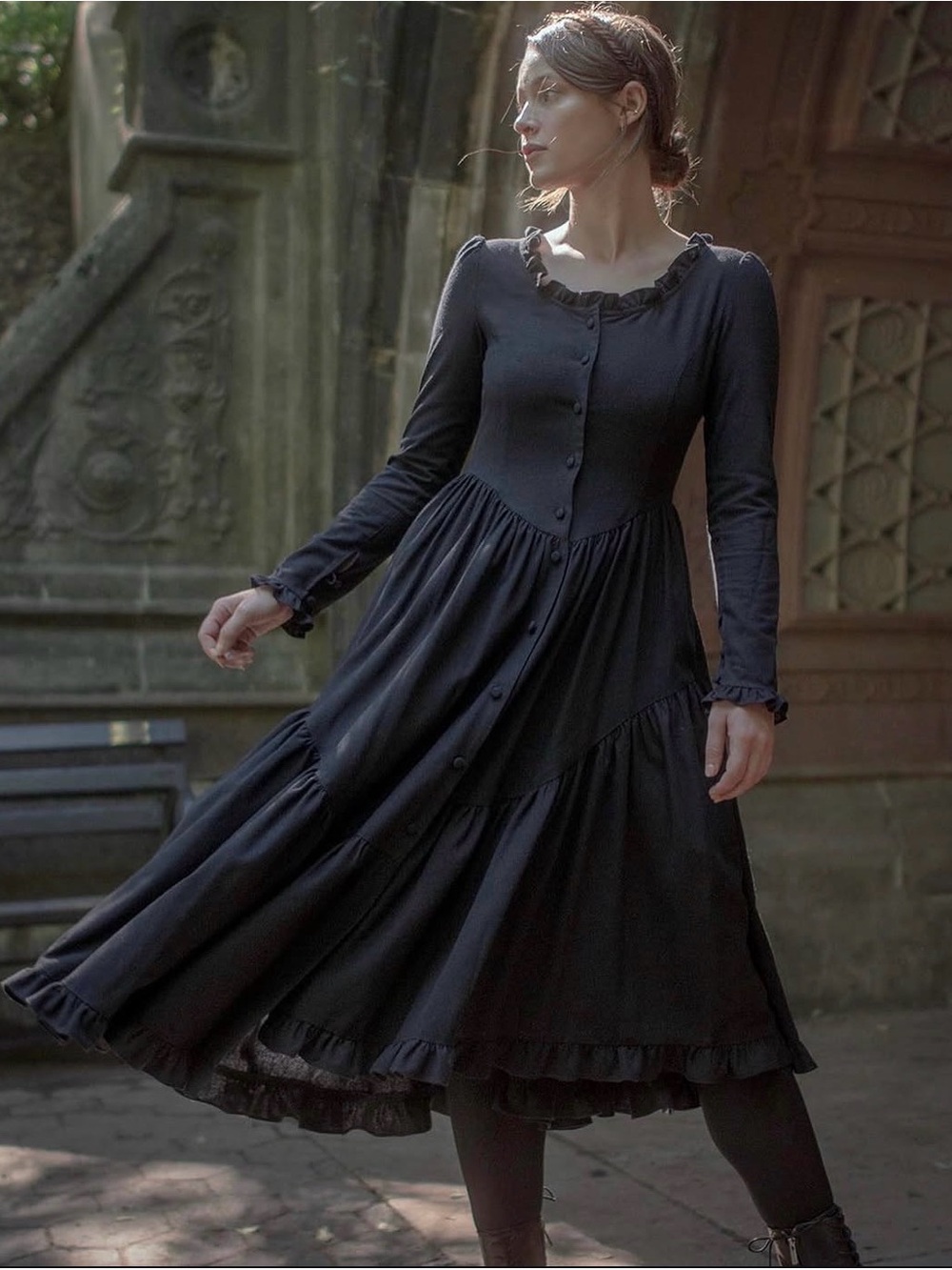 Of Her Own Kind Juliette Black Dress Silk Noil Sz S Victorian